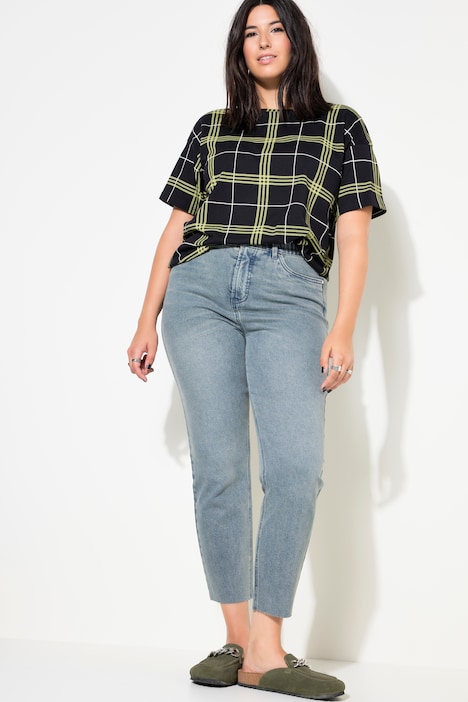 Mom-Jeans, Wide Legs, 5-Pocket, cut Saum