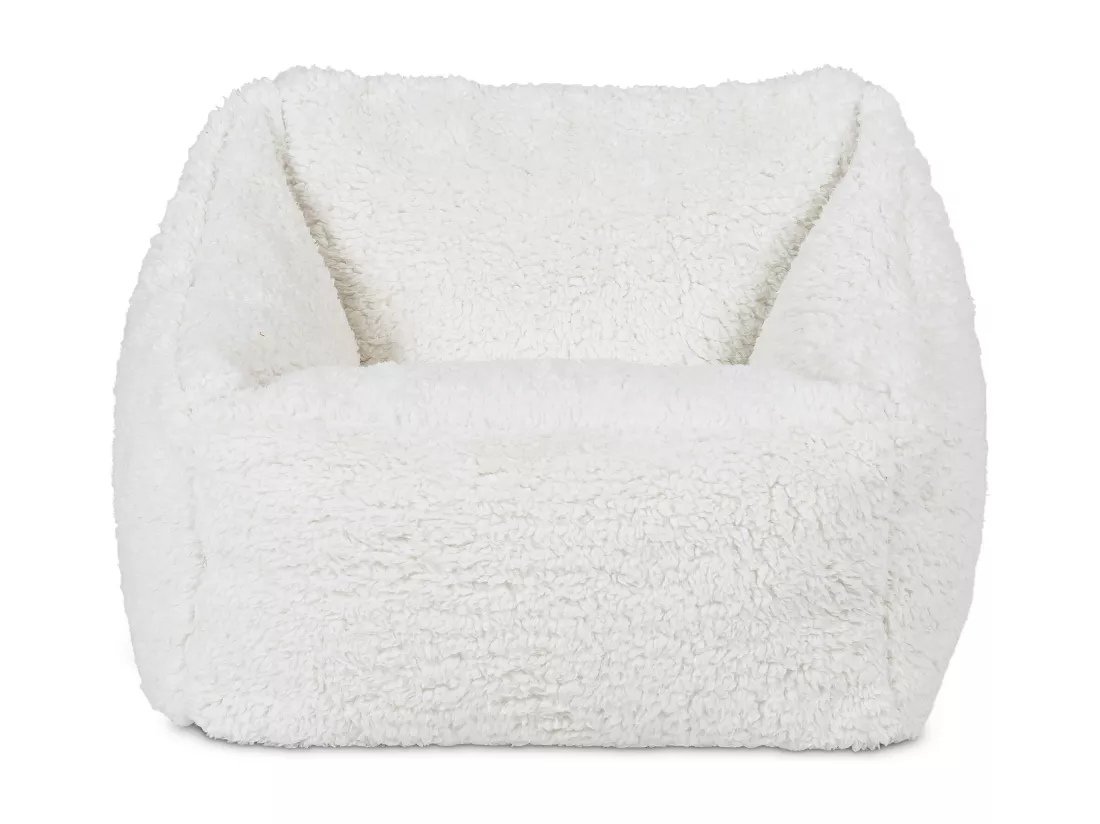 Pouf fauteuil enfant en polaire sherpa beige