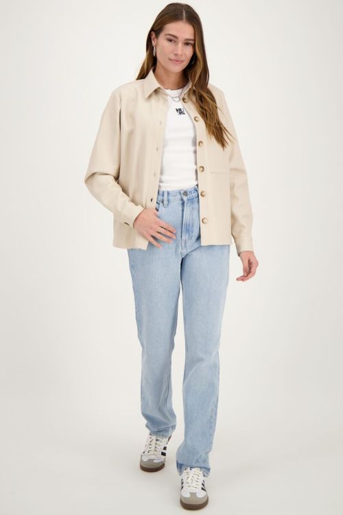 Beige leatherlook oversized blouse