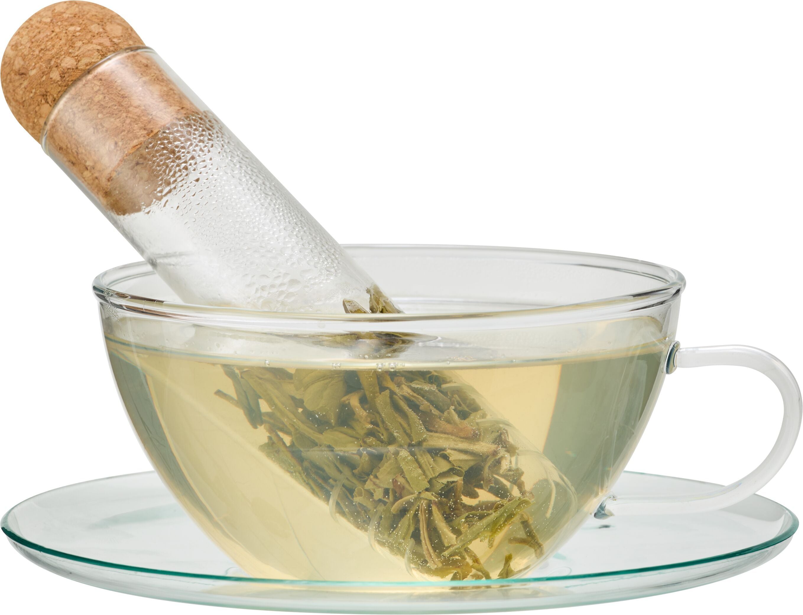 TIANO TEE INFUSER BOROSILIKAT/KORK - Transparent / H: 15.0 cm
