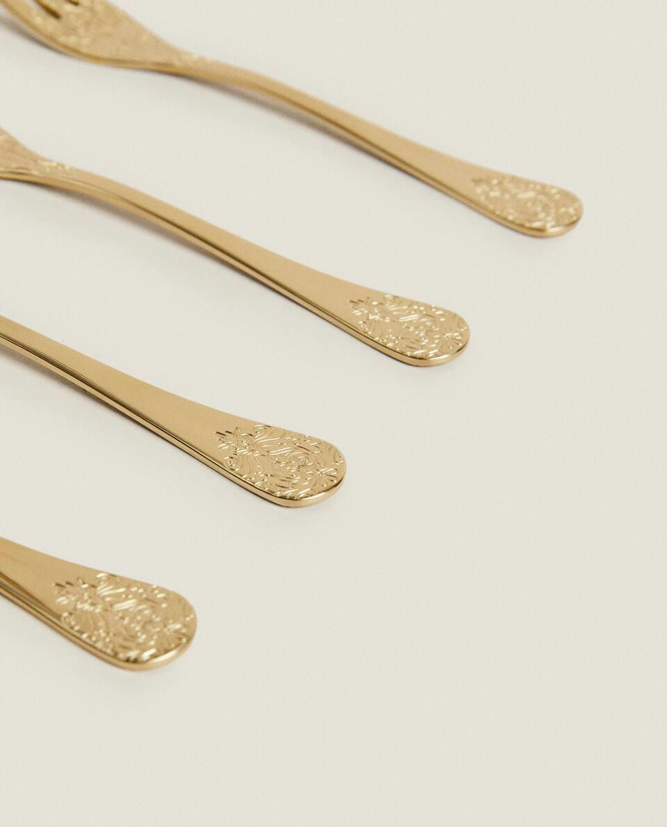 Conjunto de 4 garfos decorativos gravados para brunch.