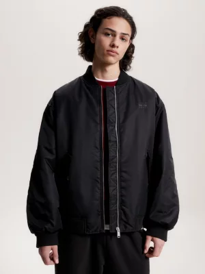 Jaqueta bomber oversized acolchoada com apliques tonais