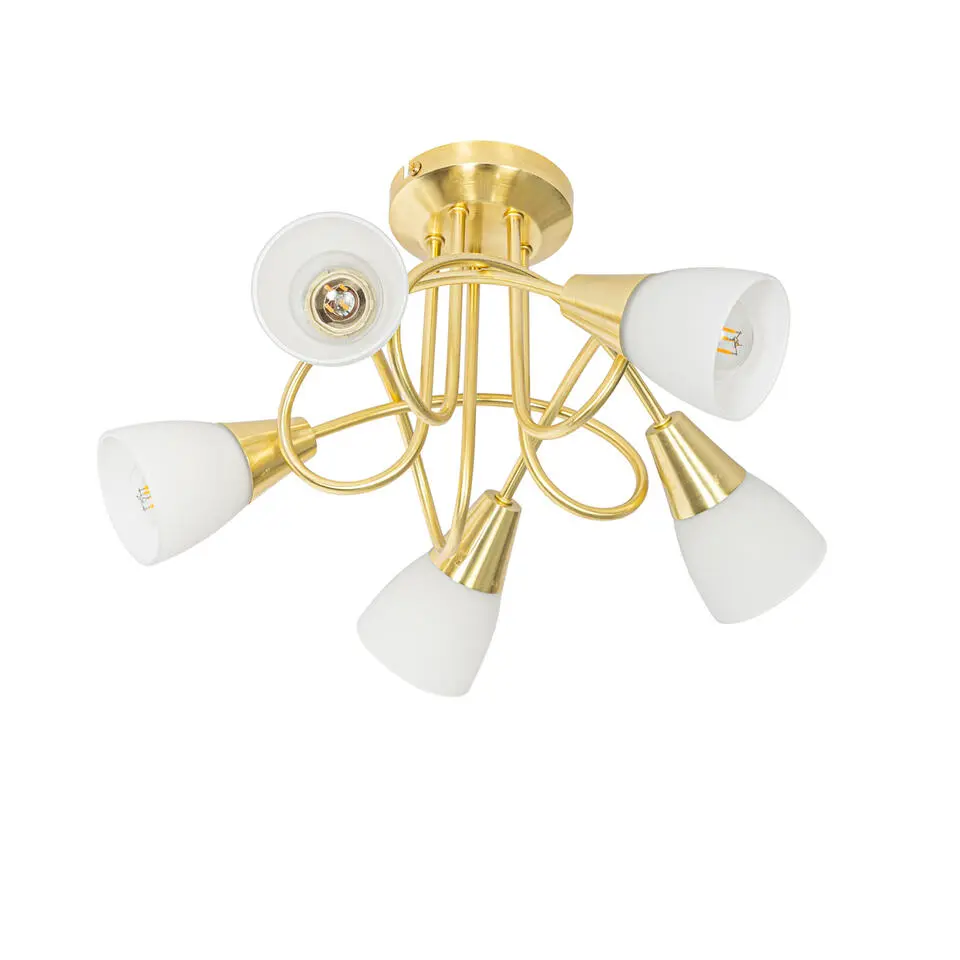 Qazqa plafondlampen inez goudkleurig e14