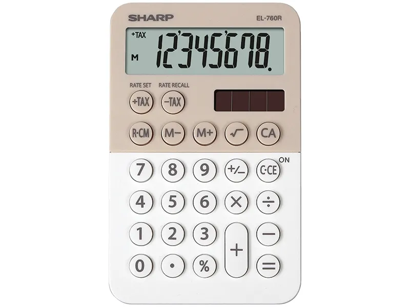 Sharp EL-760R, Desktop, Finansiel, 8 cifre, 1 Linier, Batteri/Solar, Beige, Hvid