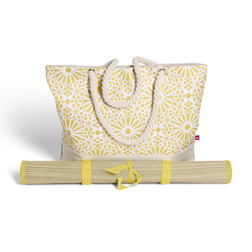 Sac de plage 48x29cm et natte 180x60cm Funky polyester et paille