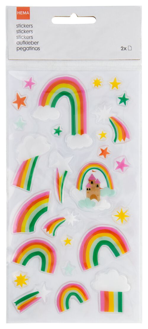 2 feuilles d’autocollants 3D 19x10 arc-en-ciel