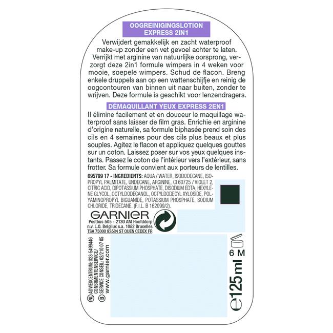 Garnier Skin Naturals 2-in-1 Oogreinigingslotion 125 ML