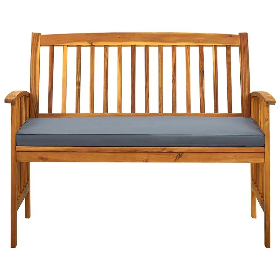 vidaXL - Tuinbank - Donkergrijs - Acaciahout - 119 cm - Met kussen