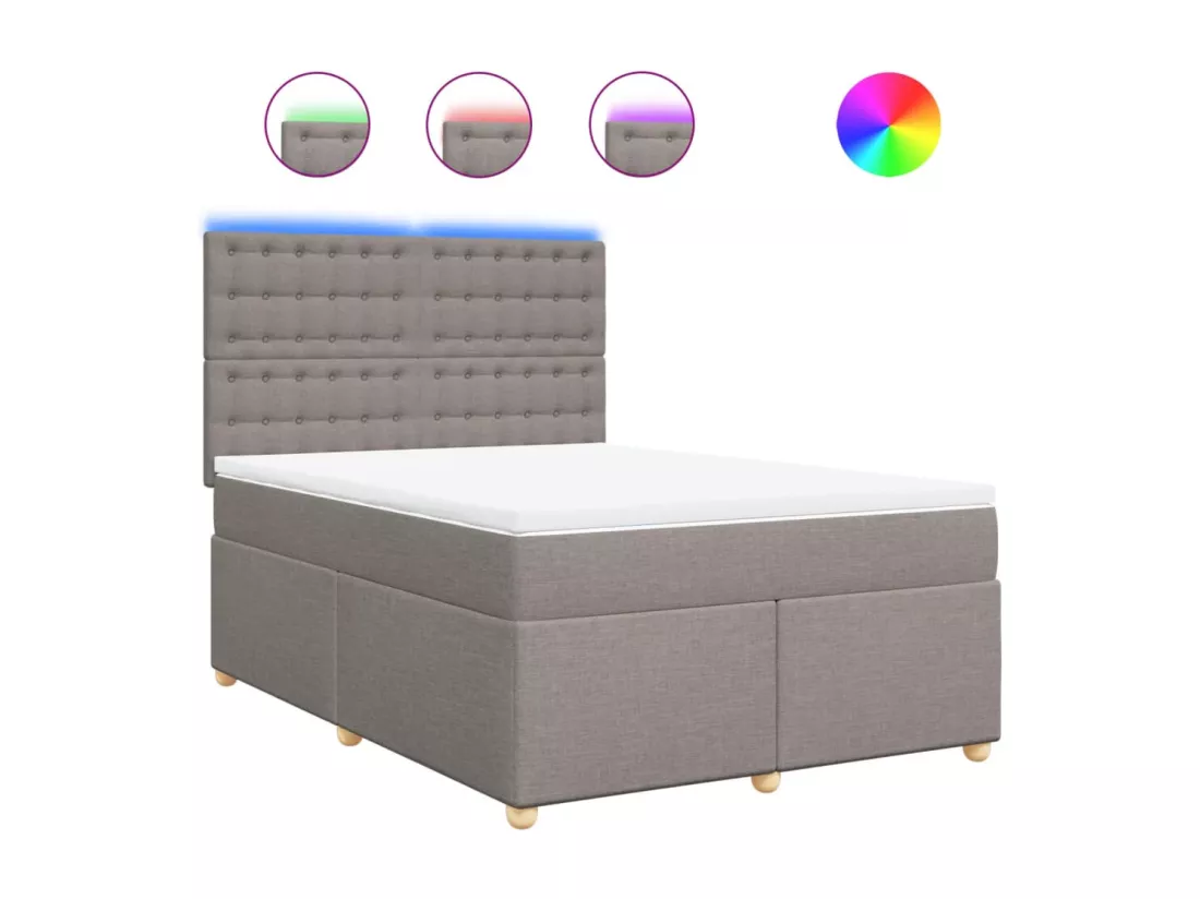 Sommier à lattes de lit avec matelas Taupe 160x200 cm Tissu