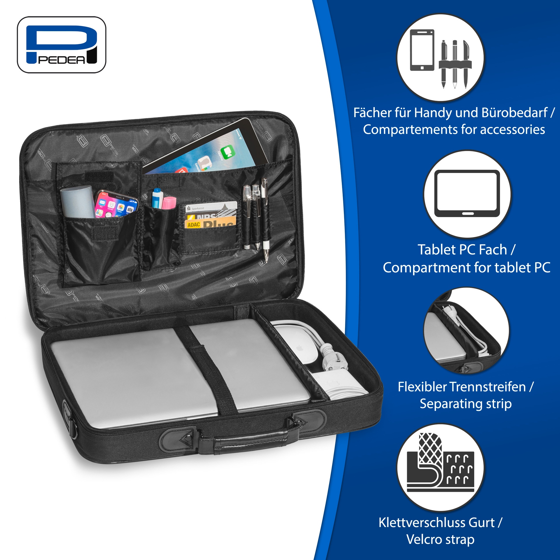 PEDEA Laptoptasche »Notebooktasche TRENDLINE 17,3 (43,9cm) + Maus« Set Umhängetasche mit Schultergurt