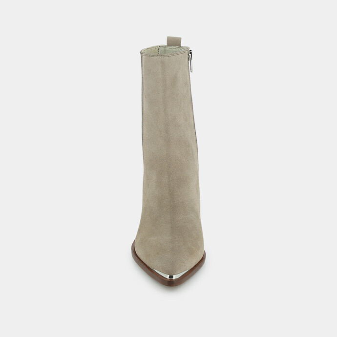Boots à talon et à fronces  en croute taupe