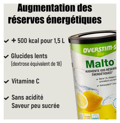Boisson Maltodextrine Overstims Bio Malto Citron - 1.8kg