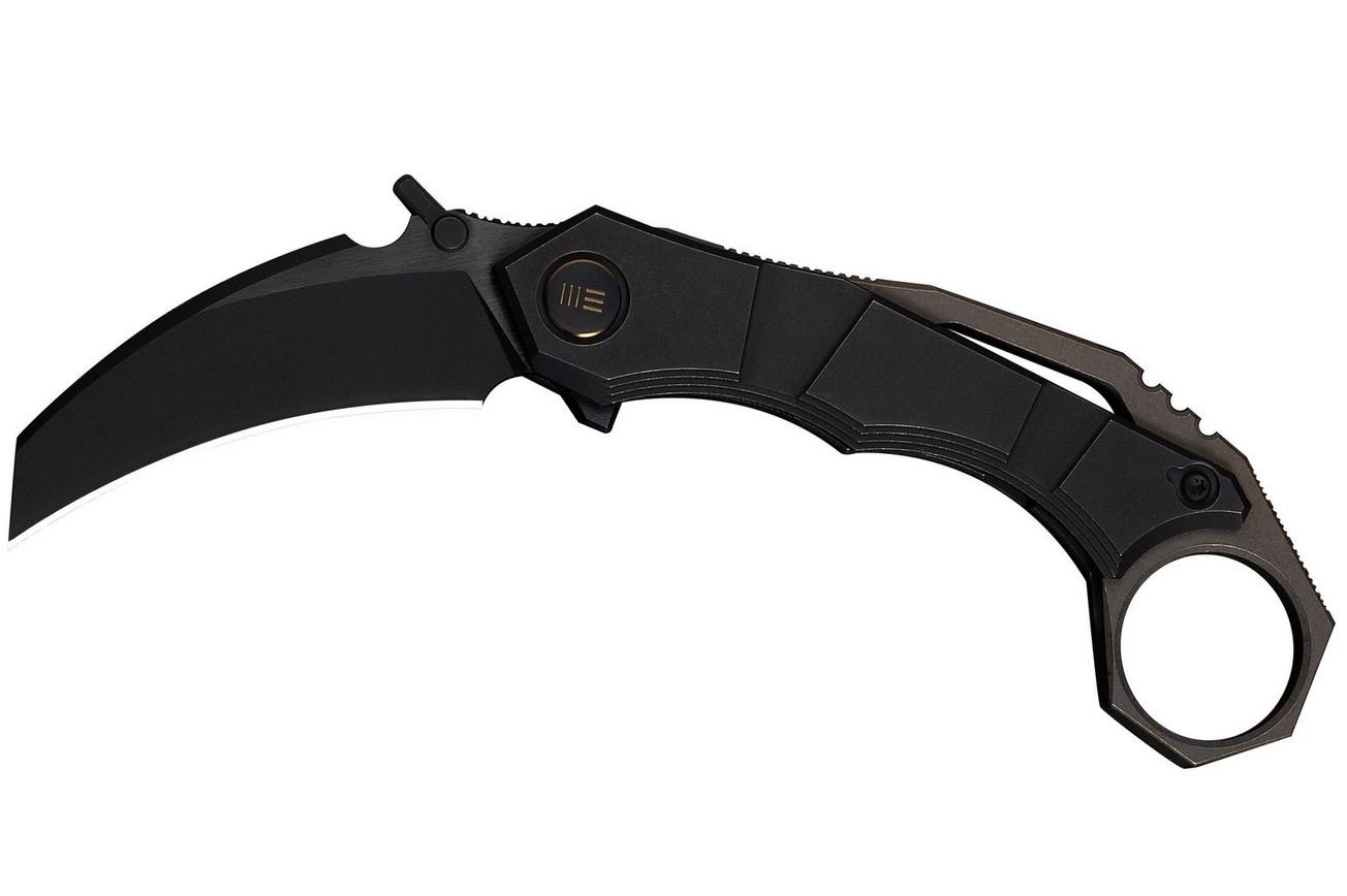 WE Knife Tayra WE24069-1 Blackwashed Bevels Black Brushed Flats Bohler M390, Black Titanium, zakmes