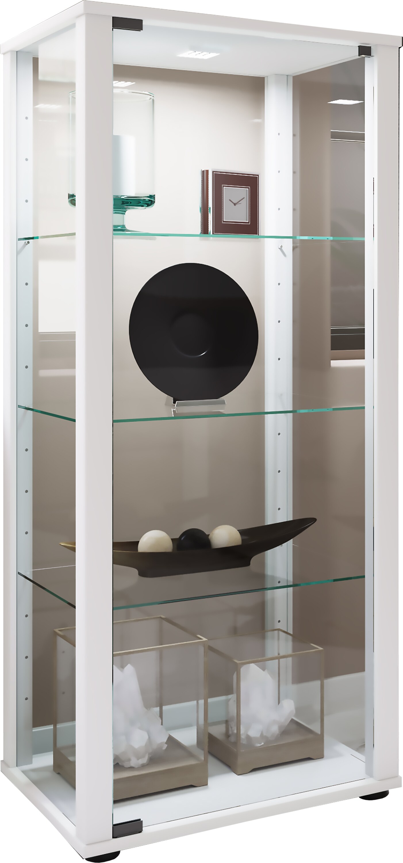 VCM Holz Glas Vitrine Sammelvitrine Glasvitrine Schaukasten Standvitrine Kavisa M