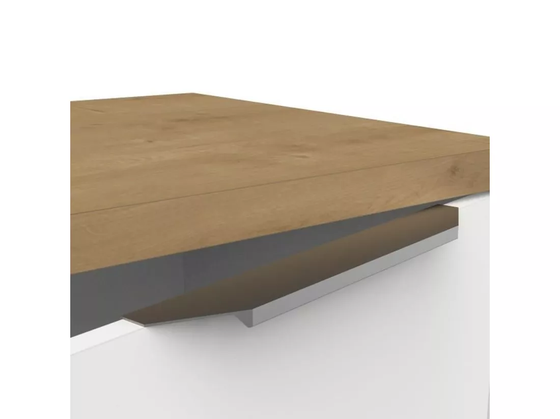 Meuble TV 2 portes et 2 niches décor chêne et blanc L135 cm - ACCESS