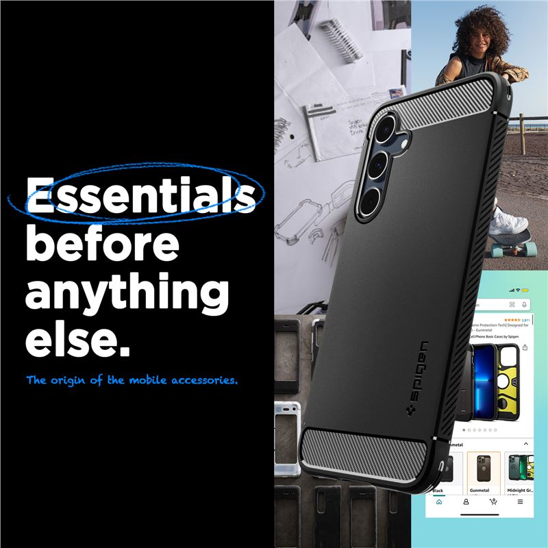 Samsung Galaxy A55 Rugged Armor Hybrid Case Hülle (ACS07500) - Schwarz (Matt)