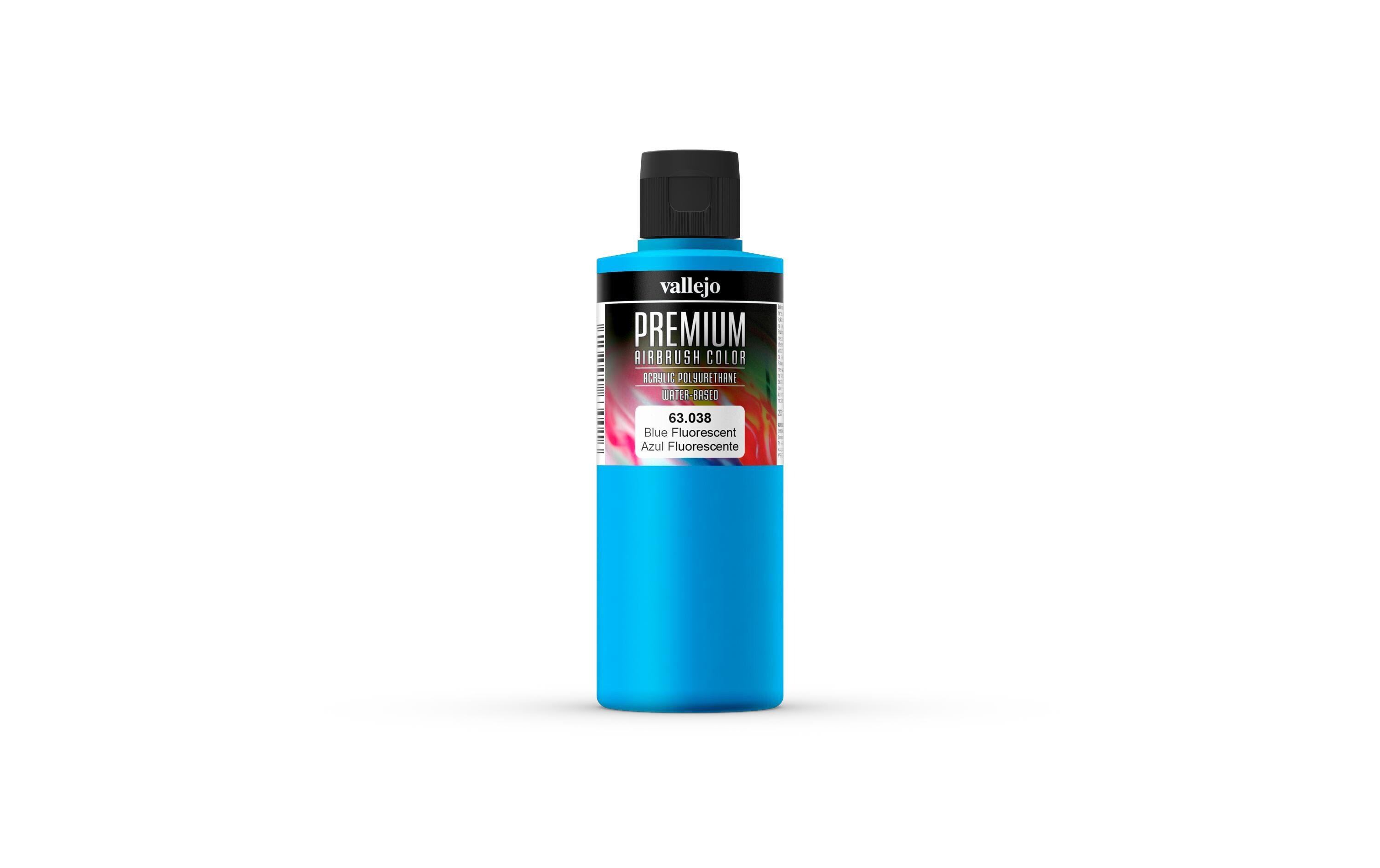Airbrushfarbe Premium, Fluoreszierend, Blau, 200 mlPremium Airbrush Farbe zum Lackieren von Lexan, Polycarbonat, Glasfaser, Metall und Polyethylene