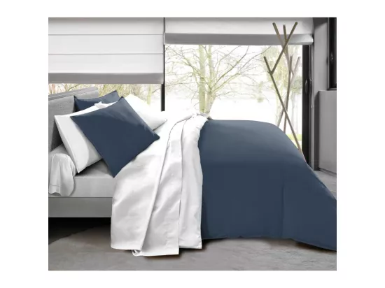 Pack complet 6 pièces Marine/Blanc housse de couette pour lit 180 x 200 cm 
