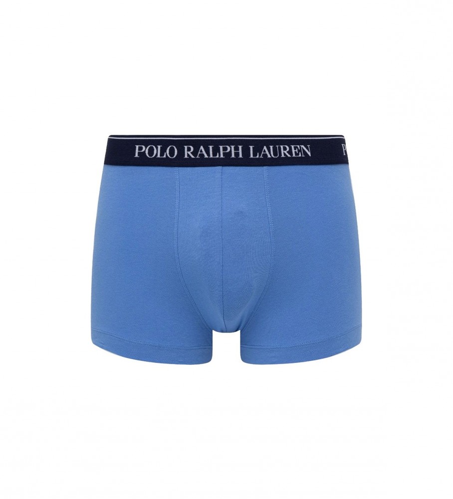 Conjunto de 5 cuecas boxer Ralph Lauren nas cores vermelha, cinza, azul e azul-marinho.