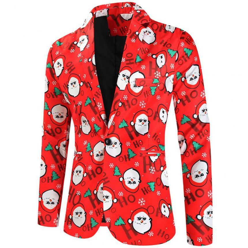 Aozora - Blazer met knoopjes en kerstprint