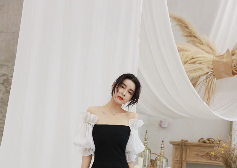 ZY·HT - Off-Shoulder Maxi-jurk met elleboogmouwen