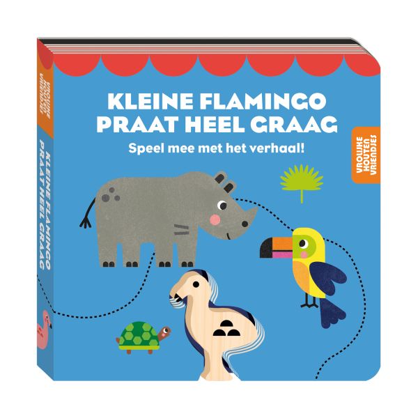 Imagebooks Vrolijke Houten Vriendje - Kleine flamingo Praat Heel Graag