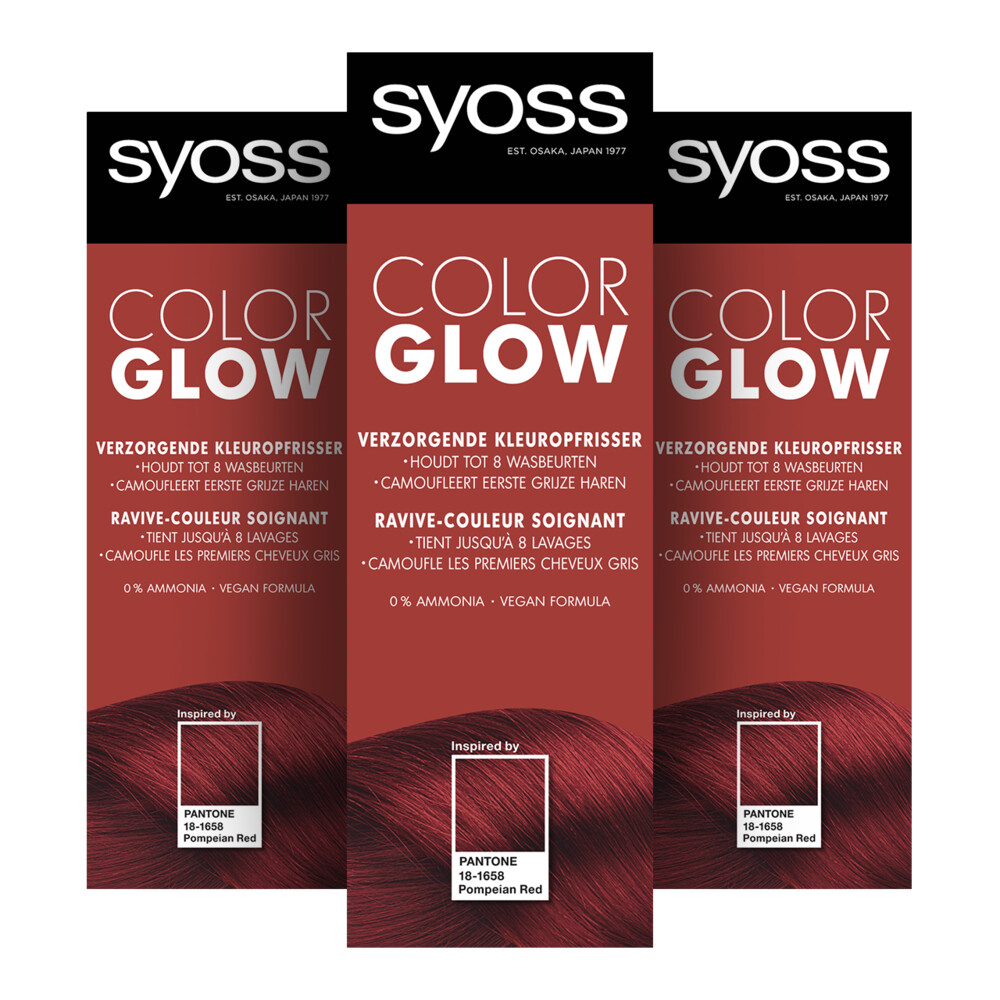 3x Syoss Color Glow Kleuropfrisser Pompeian Red100 ml