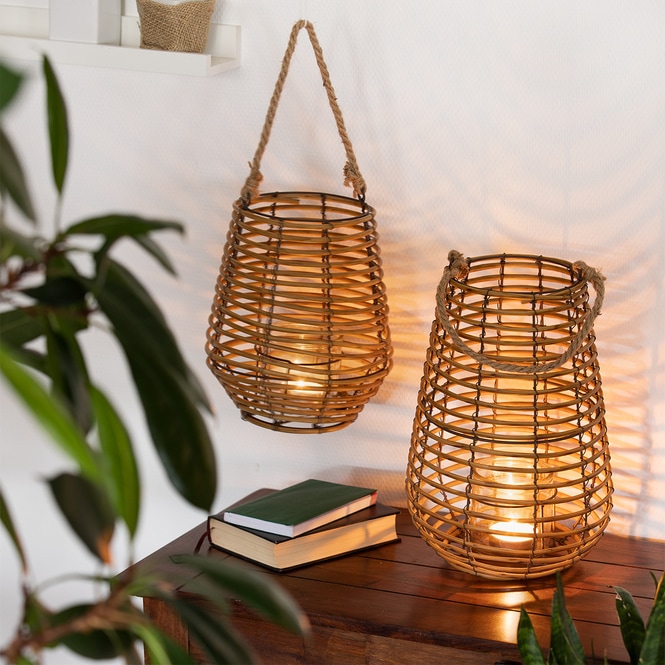 Windlicht - mit Rattan - verschiedene Größen