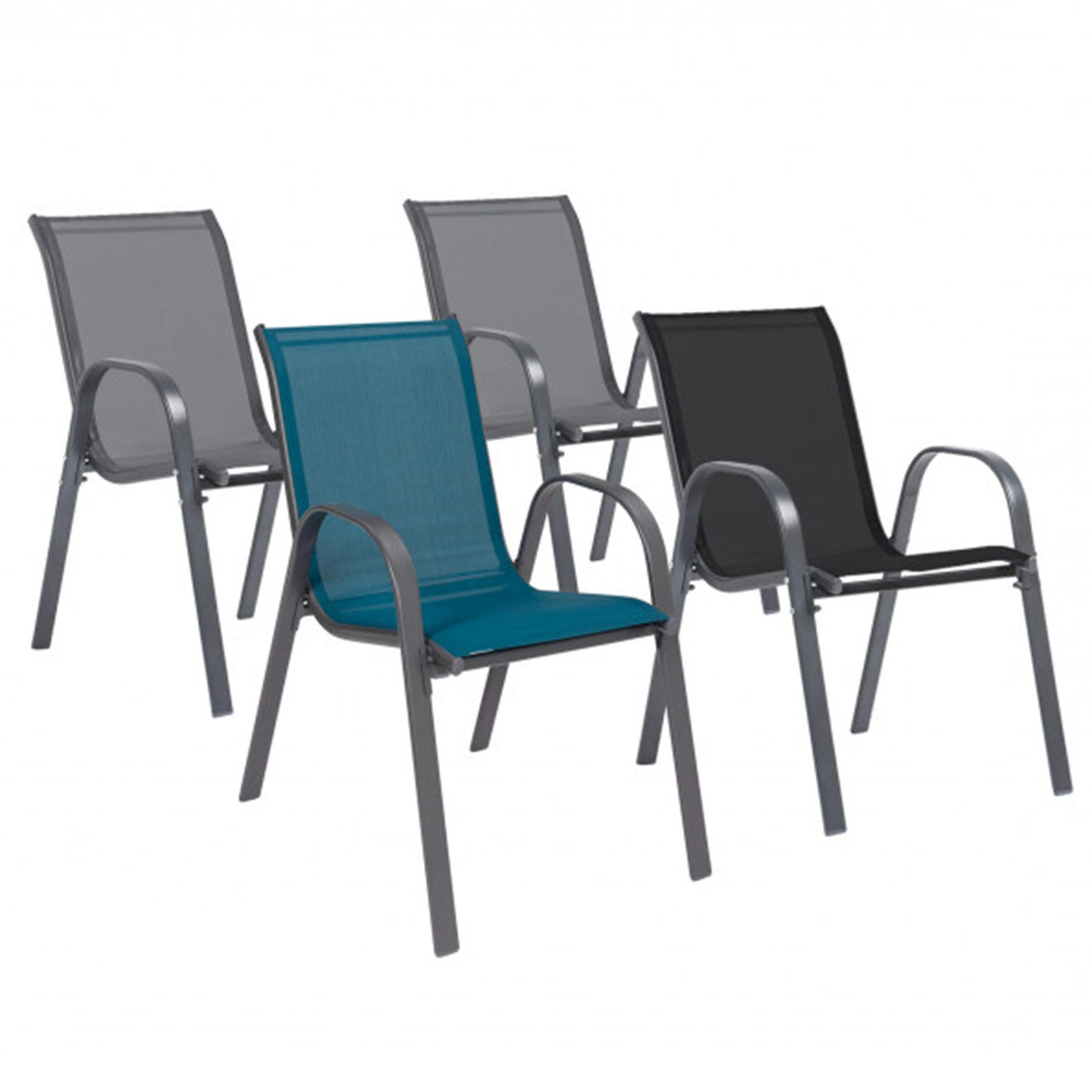 Pratik Garden 4 Chaises de jardin multicolores -51.5x68x84 cm