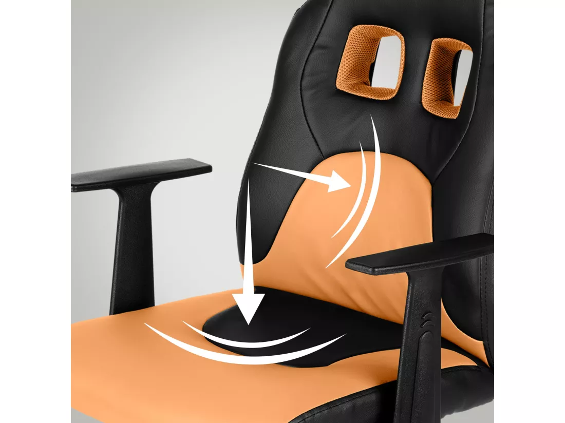 Fauteuil de bureau - Similicuir & Plastique - Noir / Orange - Fun