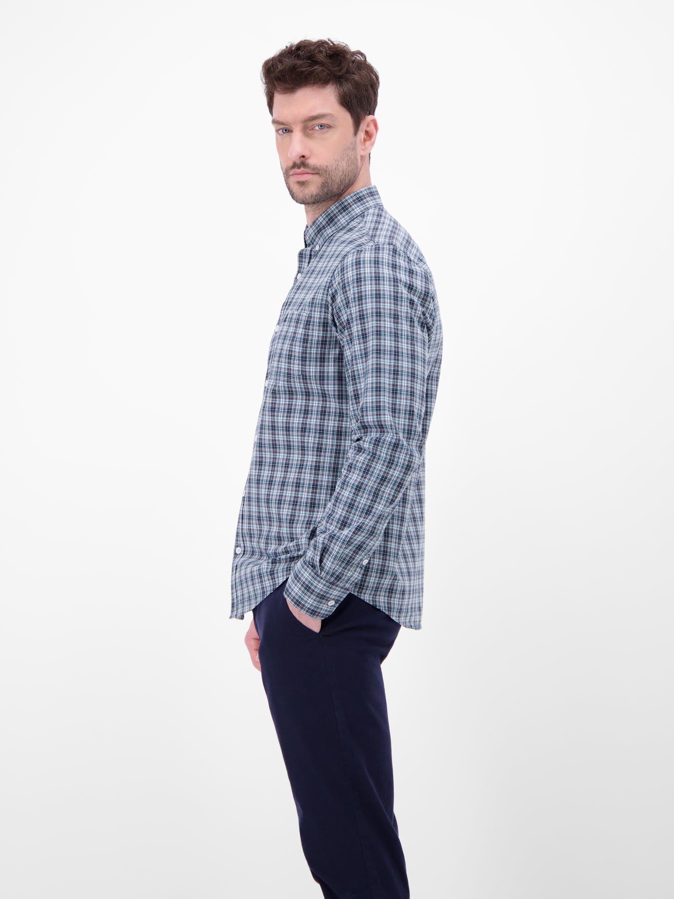 Karohemd mit Button-Down-Kragen