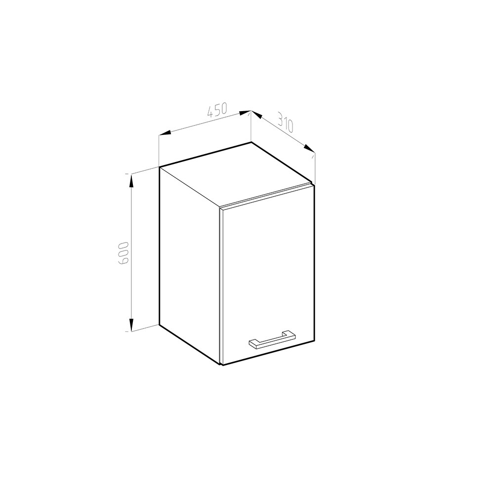 Vicco Hängeschrank Küchenschrank Küchenzeile R-Line 45 cm Weiß Tür Fächer Hochglanz
