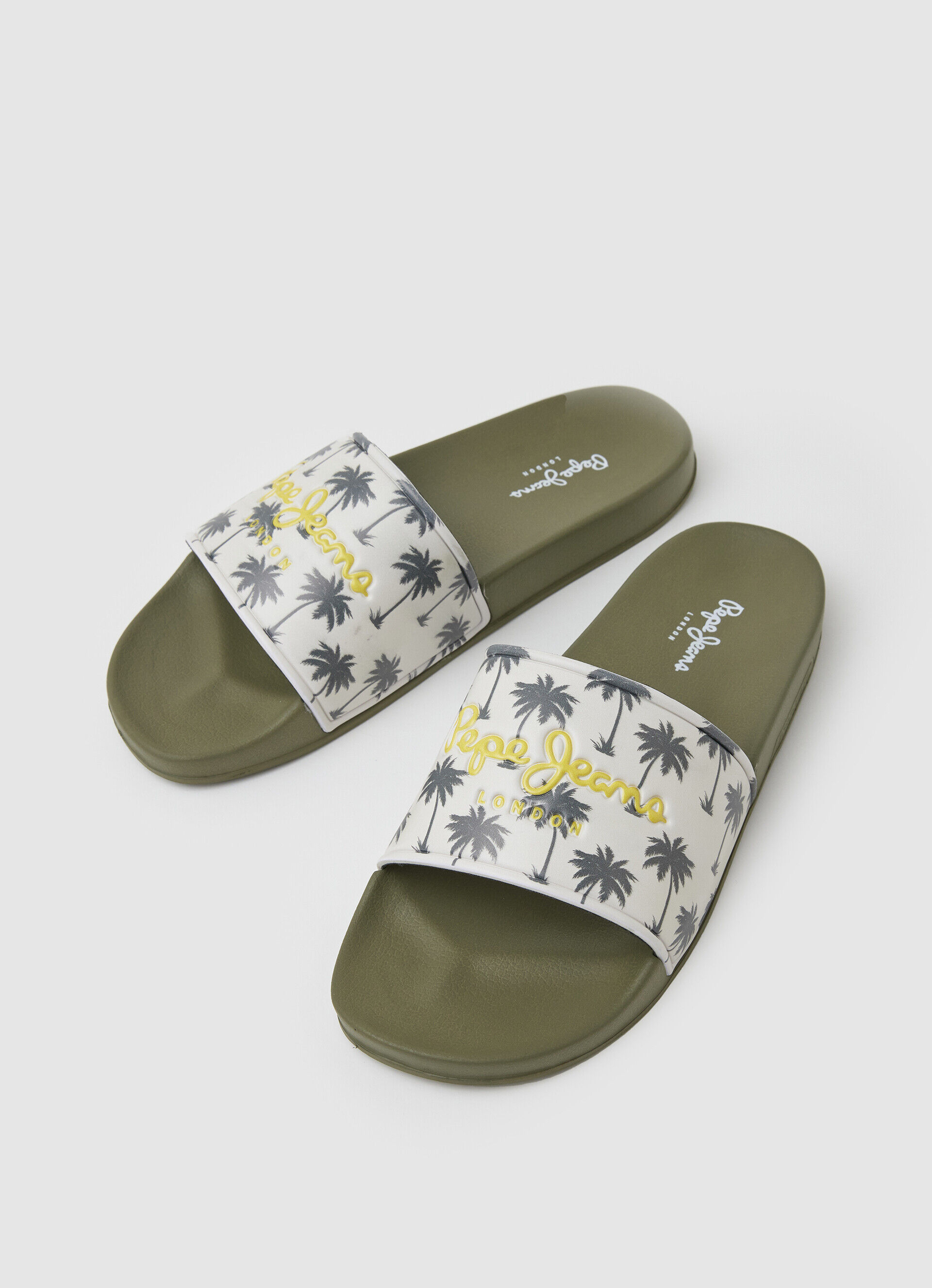 Chinelo de praia com estampa deslizante - verde cáqui
