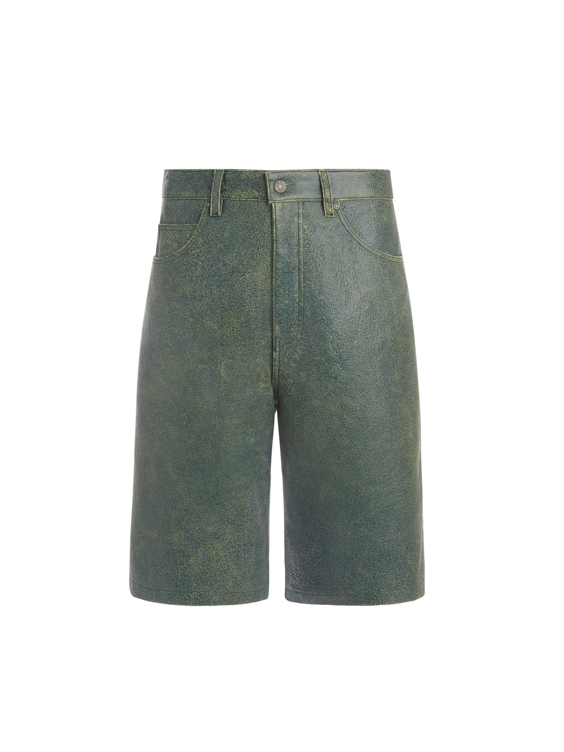 shorts de couro craquelado