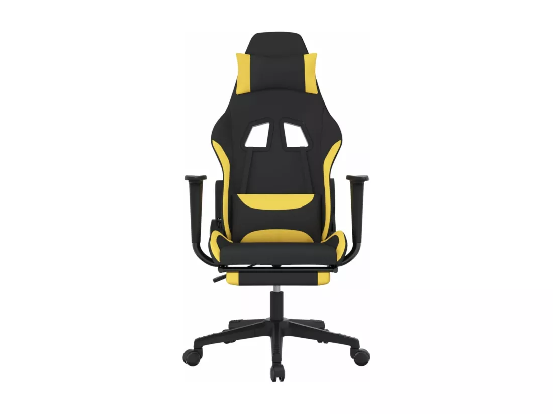 Chaise de jeu avec repose-pied Noir et jaune Tissu