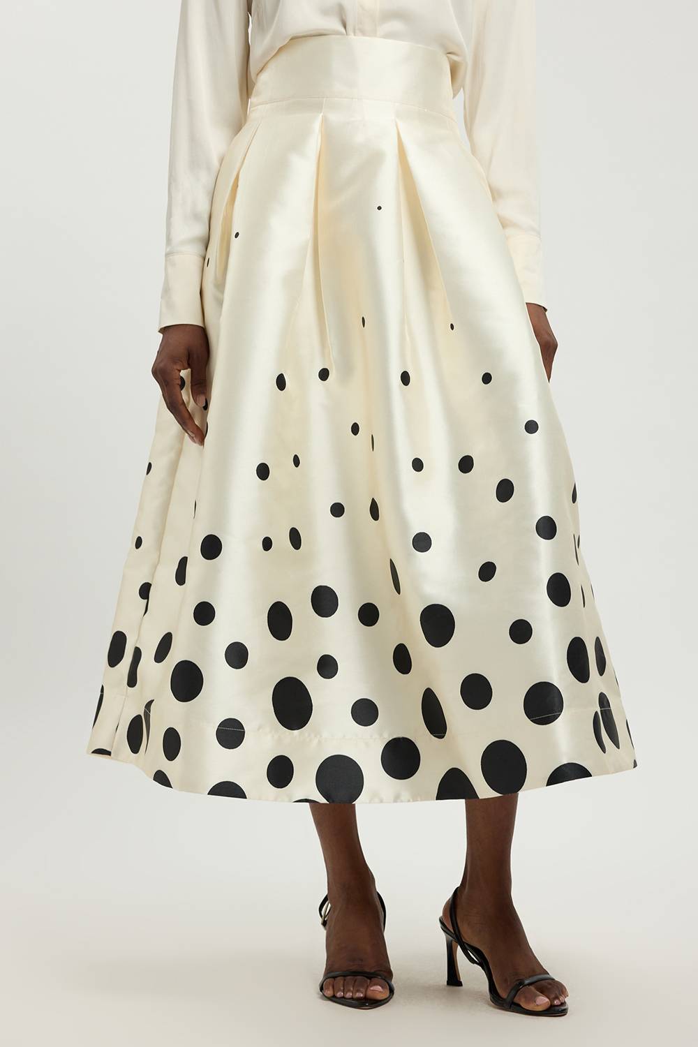 KarenMillen Jupe De Bal En Sergé Tissé À Pois Bordure Petite
