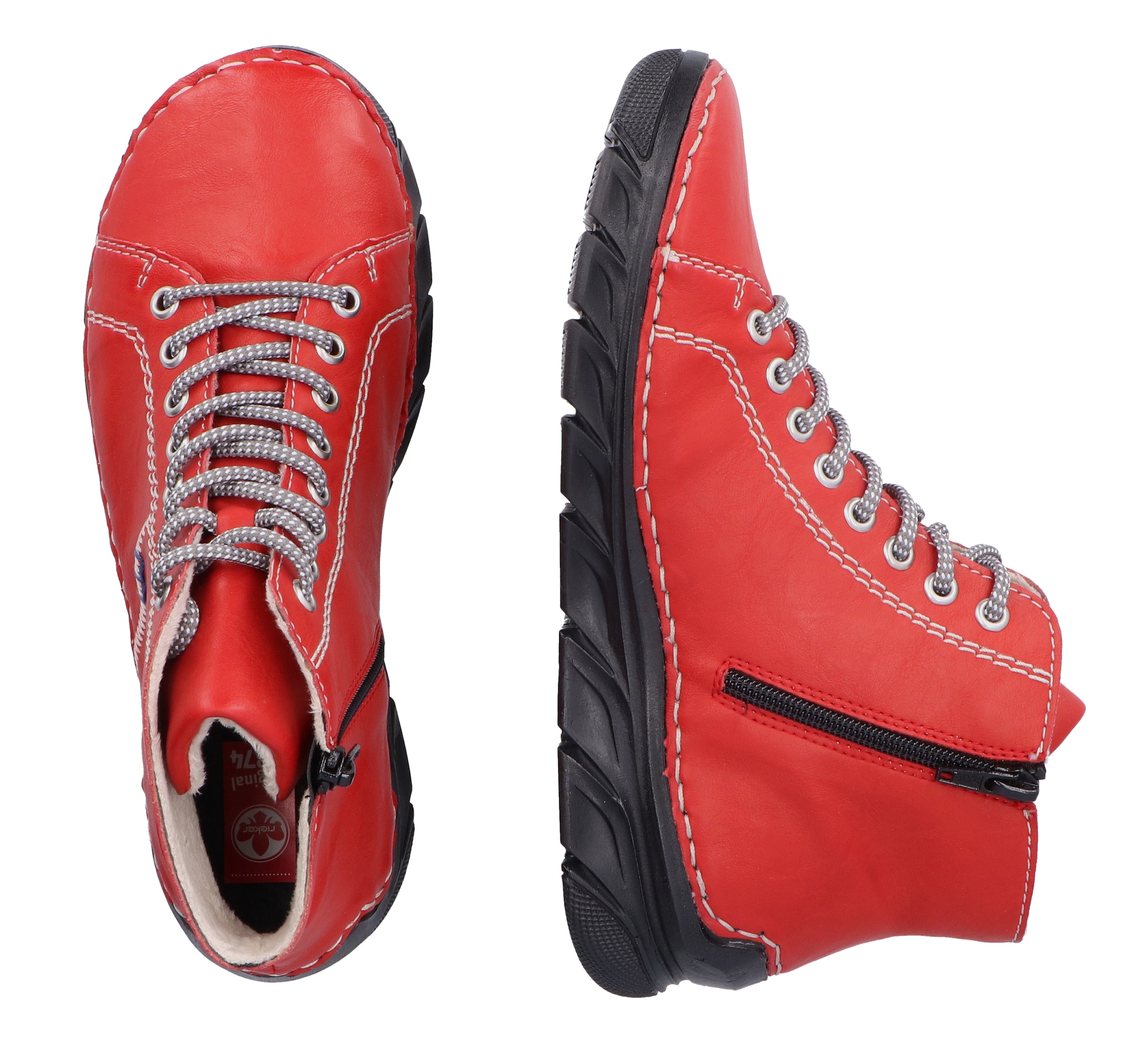 Rieker Schnürboots  , Schnürstiefelette, High Top Sneaker, Schnürschuh mit Kontrastnaht