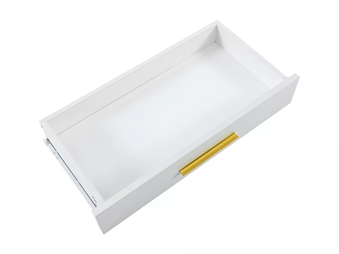 Console avec 2 tiroirs - style moderne - Blanc & Doré