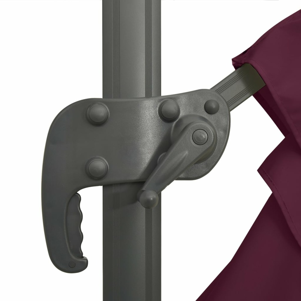 Parasol meuble de jardin déporté avec mât en aluminium 400 x 300 cm bordeaux