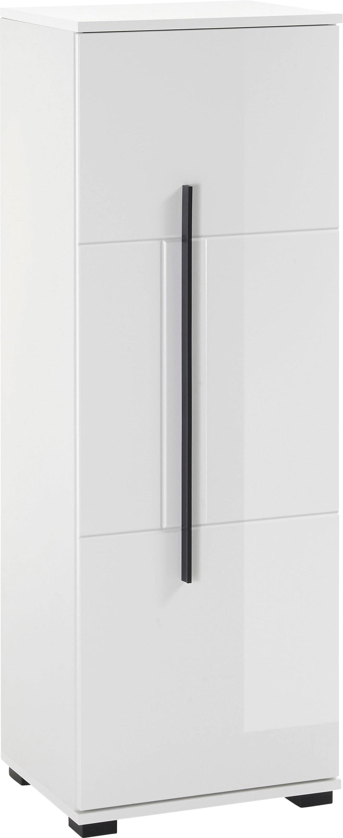 INOSIGN Midischrank »Cantara, Badschrank in Hochglanz Weiss, Schrank im modernen Design« mit schwarzen Griffen, ausreichend Stauraum