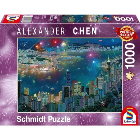 Schmidt Spiele Puzzle - Alexander Chen, Feuerwerk über Hongkong, 1.000 Teile