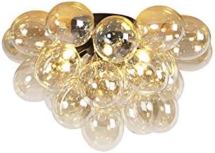 Qazqa - Design Deckenleuchte I Deckenlampe I Lampe I Leuchte schwarz mit Braunglas 6 Lampen - Uvas I Wohnzimmer I Schlafzimmer - Kugel I Kugelförmig - LED geeignet G9