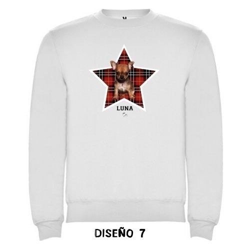 Moletom com estrela xadrez personalizável, branco
