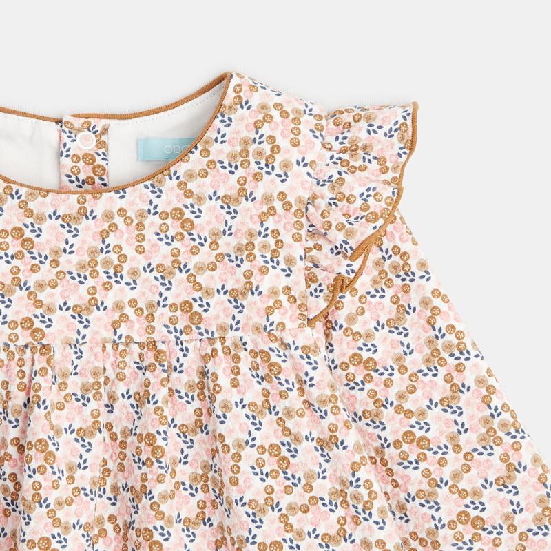 Robe graphique maille gaufrée rose bébé fille Rose