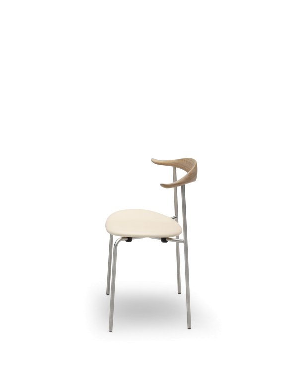 Carl Hansen & Son CH88P stoel stainless steel - wit geolied eiken - Loke 7210 leer