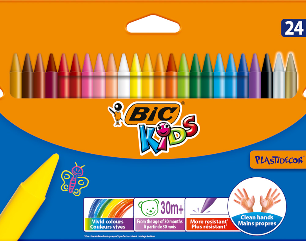 LÁPIS DE CERA KIDS BIC PLASTIDECOR 24 UNIDADES