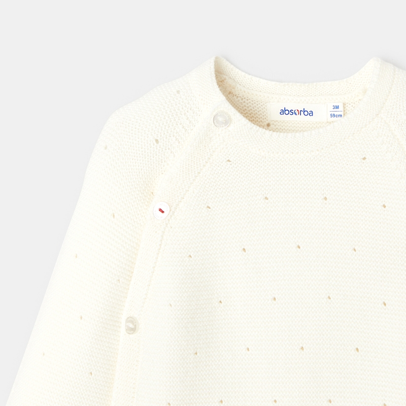 Combinaison bébé en tricot pointelle blanc Absorba
