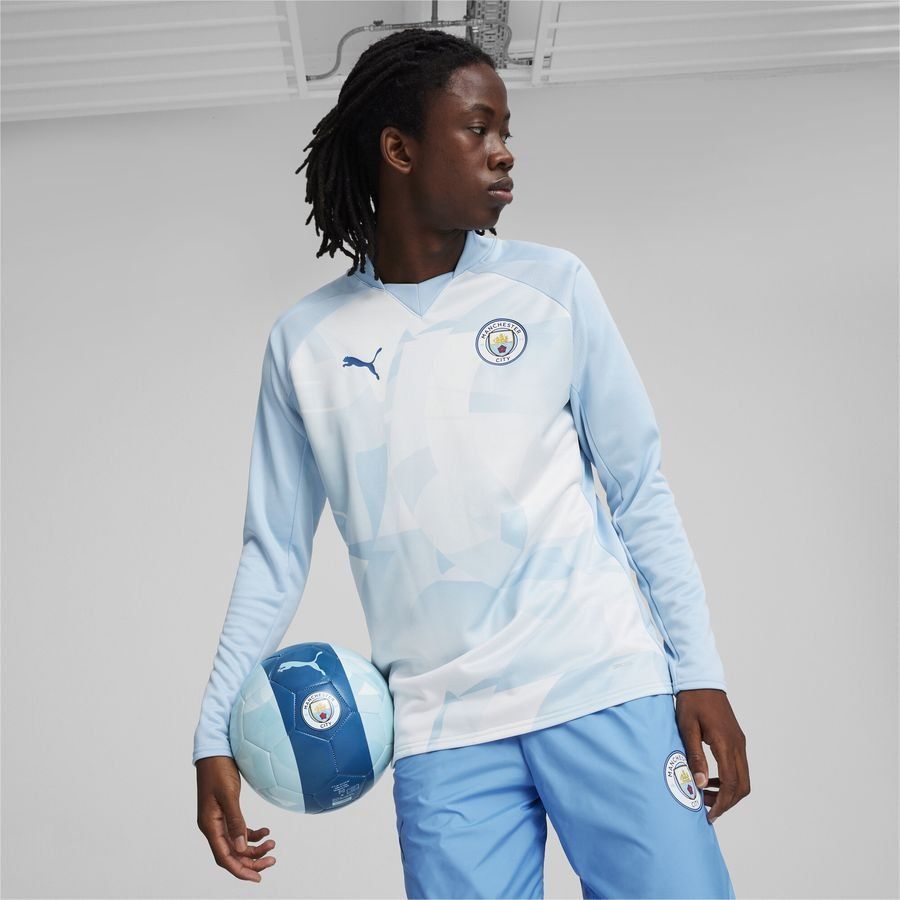 Manchester City Sweat Avant-Match - Silber/Bleu Manches Longues