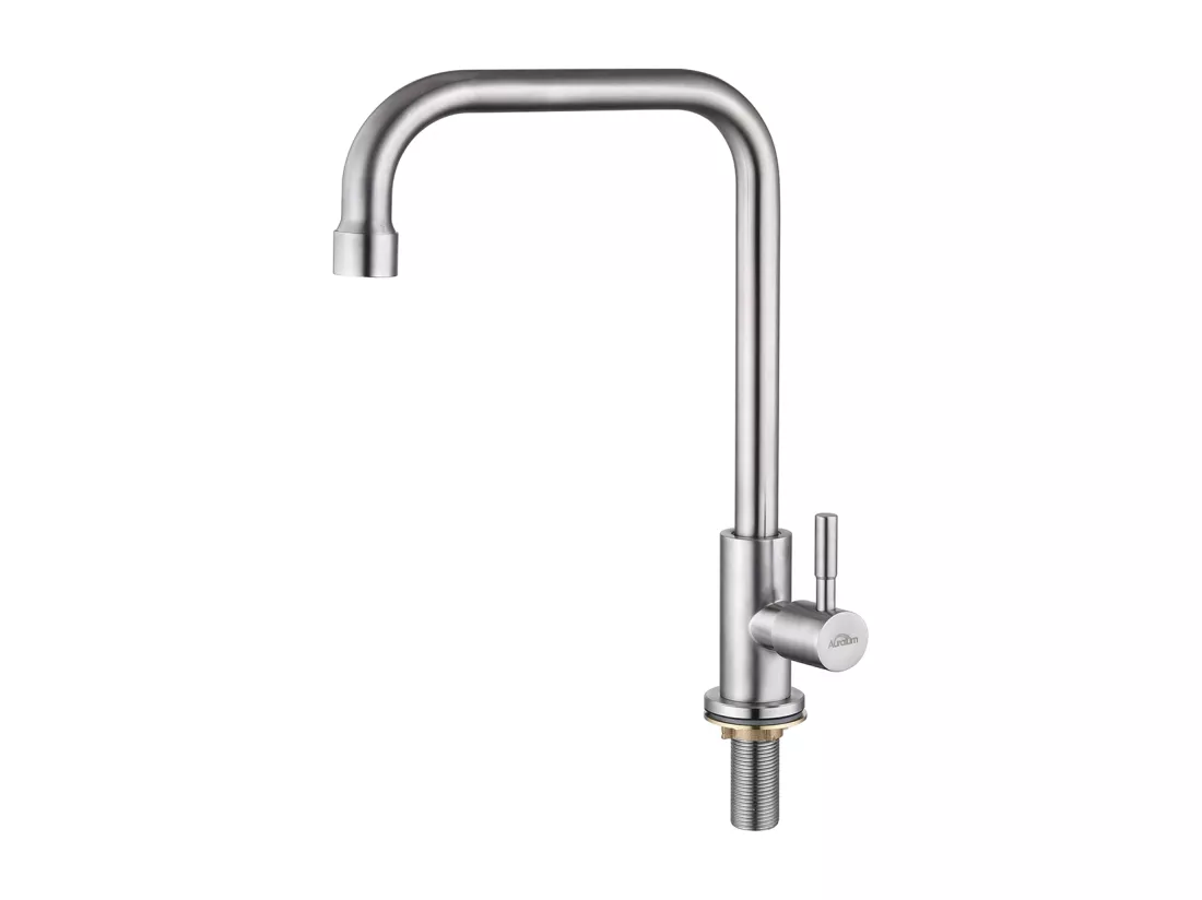 Robinet de Cuisine à Eau Froide,Pivotant à 360°, Robinet d'Évier d'eau froide à Levier Unique, Acier Inoxydable- Brossé