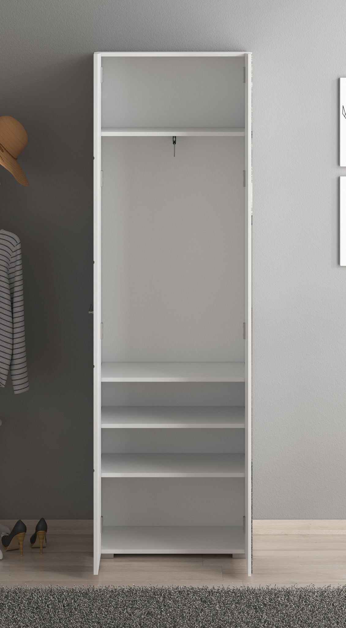Bailey - Halkast 2-deurs - Wit - 60x35x192 cm